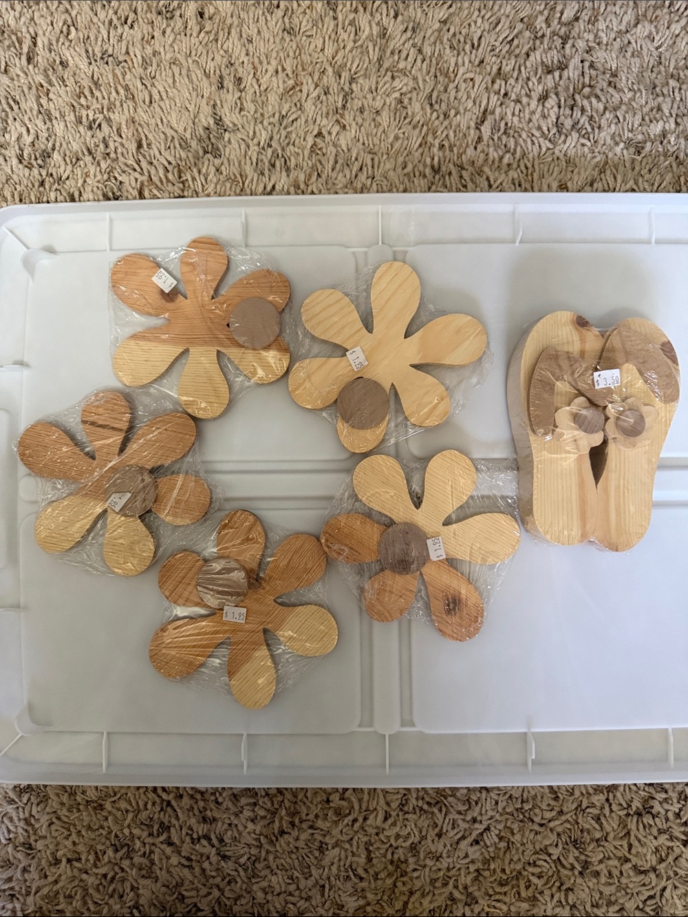 Raw wood paint yourself and glue together.